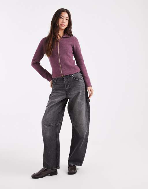 ASOS DESIGN Supersoft zip up funnel neck jacket in burgundy - part of a set, 3 of 4