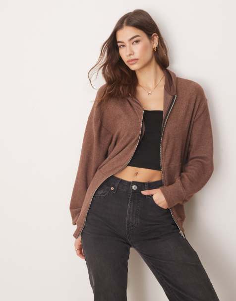 ASOS DESIGN supersoft zip up hoodie co ord in chocolate marl - view 1