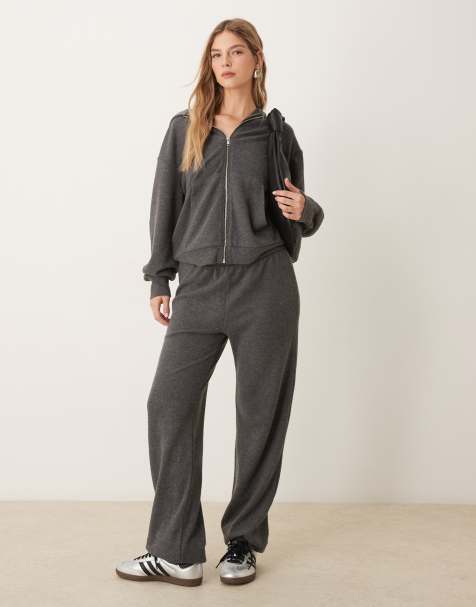 ASOS DESIGN supersoft zip up hoodie & trackies set in grey marl - view 1