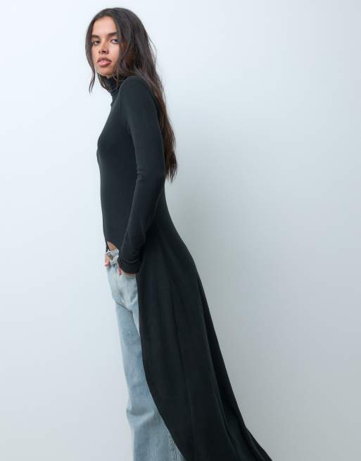 ASOS DESIGN supersoftes Maxi-Cape-Top mit Drapierung in Schwarz, 5 von 5