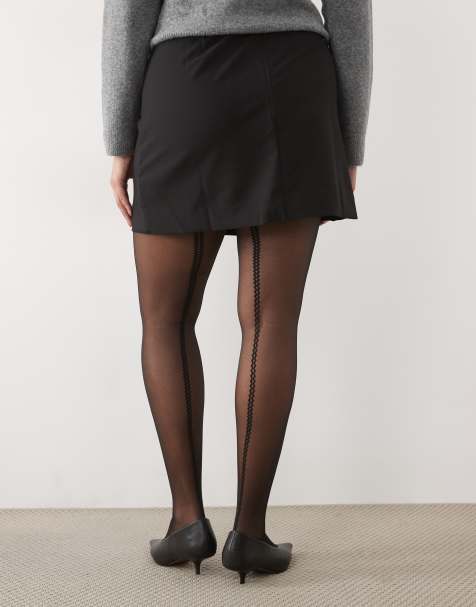 ASOS DESIGN superstretch pattern seam tights in black - view 1