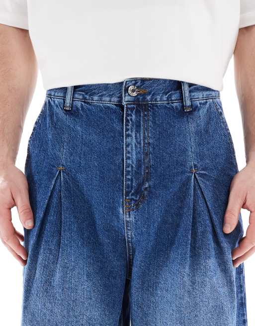 ASOS DESIGN – Supervida jeans i mellanljus tvätt med veck, 5 av 5
