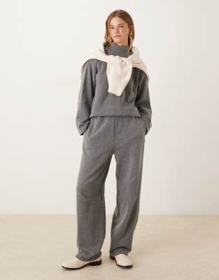 ASOS DESIGN - Superweiche Barrel-Jogginghose in meliertem Anthrazit, Kombiteil-Grau