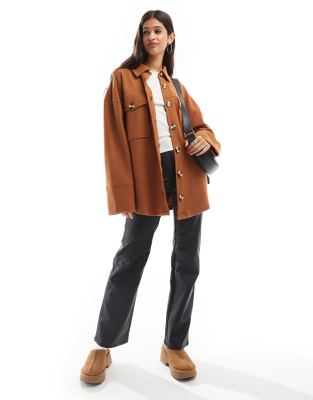 ASOS DESIGN - Superweiche Hemdjacke in Mokka-Brown