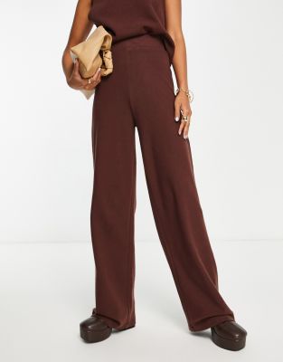 ASOS DESIGN - Superweiche Hose in Schokobraun mit weitem Schnitt, Kombiteil