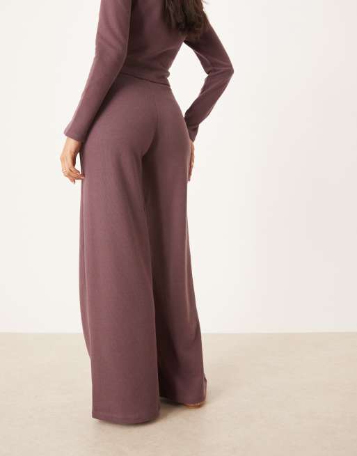 ASOS DESIGN – Superweiche Hose in staubigem Pflaumenlila mit weitem Bein, Kombiteil, 3 von 5