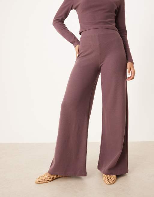 ASOS DESIGN – Superweiche Hose in staubigem Pflaumenlila mit weitem Bein, Kombiteil, 5 von 5