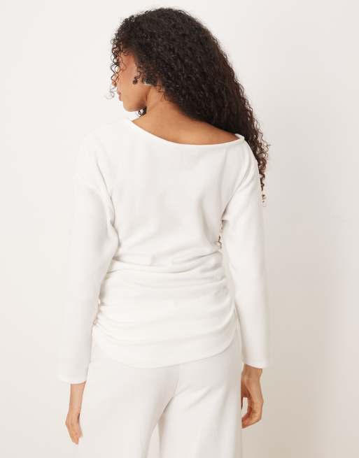 ASOS DESIGN – Superweicher Pullover in Winterweiß, Kombiteil, 3 von 4