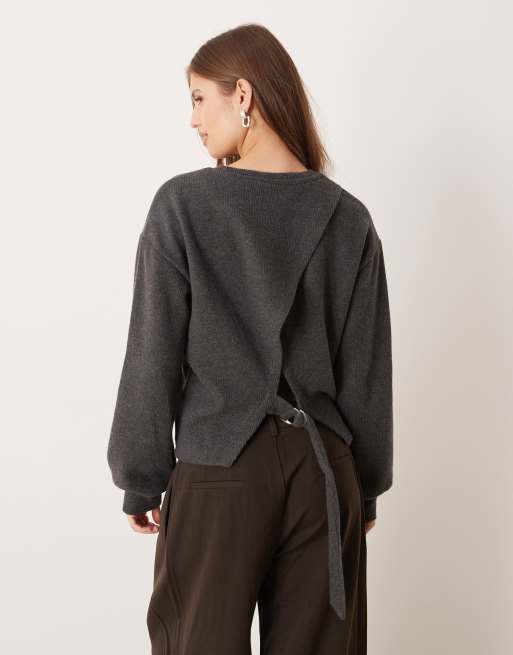 ASOS DESIGN – Superweiches, angerautes Oberteil in Anthrazit mit verstellbarer Taillierung und D-Ring, 3 von 4