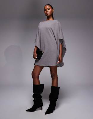 ASOS DESIGN - Superweiches Cape-Minikleid in Grau