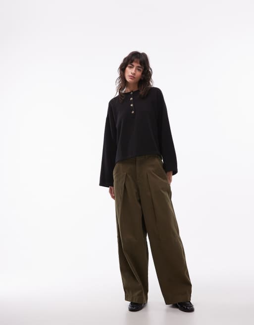 ASOS DESIGN – Superweiches Henley-Oberteil in Schwarz mit Oversize-Schnitt, 3 von 4