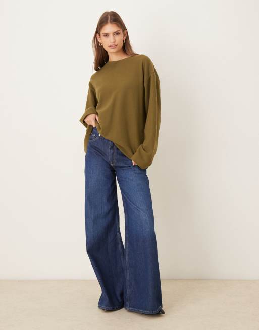 ASOS DESIGN – Superweiches, langärmliges Oberteil in Khaki mit Knotendetail am Rücken, 3 von 4