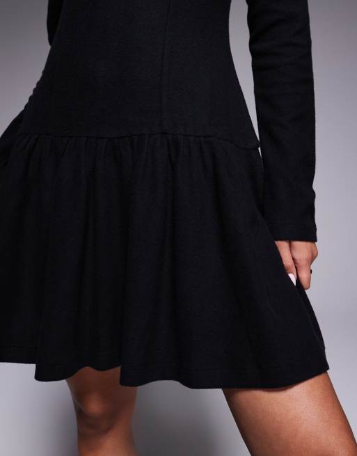 ASOS DESIGN – Superweiches Minikleid in Schwarz mit gerafftem Korsett-Taillendetail, 3 von 4