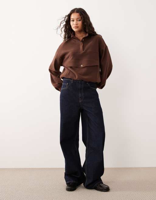 ASOS DESIGN – Superweiches Oberteil in Kaffeebraun mit Stehkragen und Ballonsaum, 4 von 4