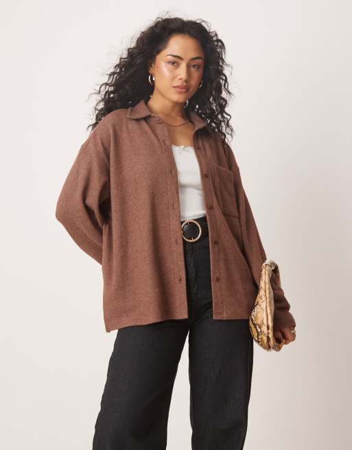 ASOS DESIGN – Superweiches Oversize-Hemd in Braun