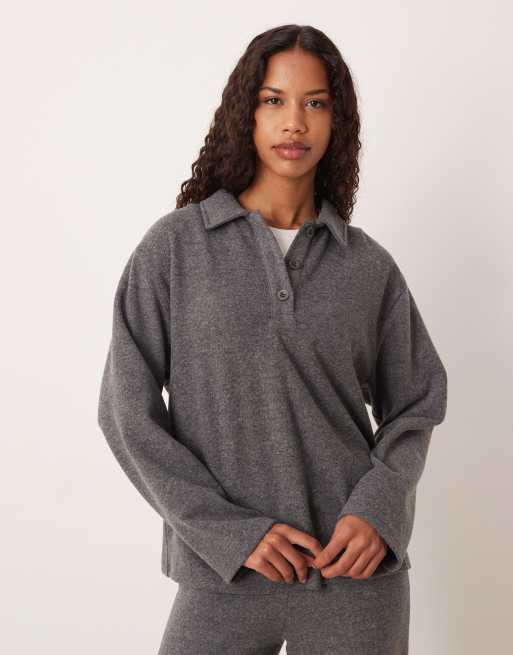 ASOS DESIGN – Superweiches Rugby-Oberteil in Grau mit Oversize-Schnitt, Kombiteil, 2 von 4