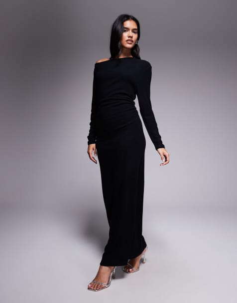 ASOS DESIGN – Superweiches, schulterfreies Maxikleid in Schwarz - view 1