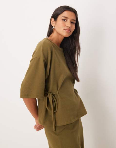ASOS DESIGN – Superweiches T-Shirt in Khaki, Kombiteil - view 1