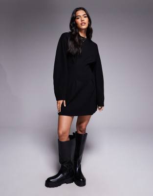 ASOS DESIGN - Superweiches, tailliertes Minikleid in Schwarz
