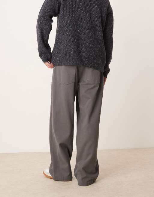 ASOS DESIGN – Superweite Hose in Anthrazit mit Bahnendesign