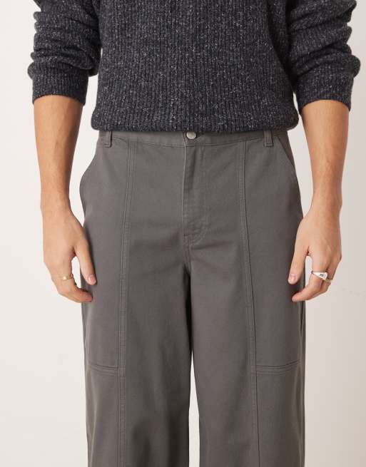 ASOS DESIGN – Superweite Hose in Anthrazit mit Bahnendesign