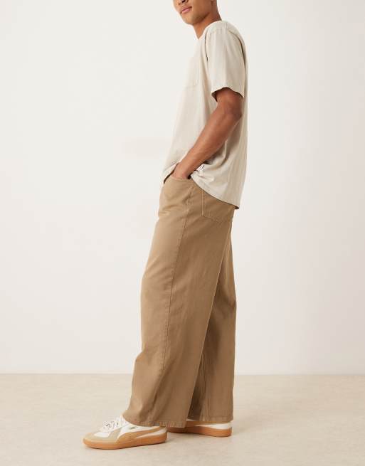 ASOS DESIGN – Superweite Hose in Beige mit Bundfalten, 3 von 5