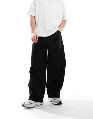 ASOS DESIGN – Superweite Hose in Schwarz mit Faltendetail - view 1