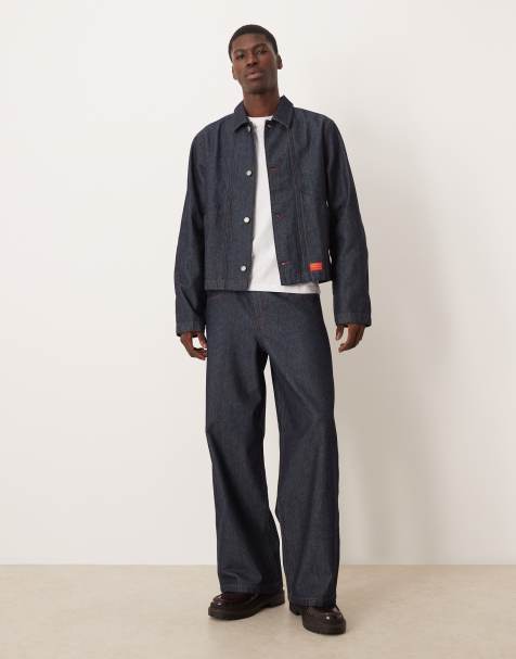 ASOS DESIGN – Superweite Jeans in dunkler Waschung mit roten Nähten, Kombiteil - view 1