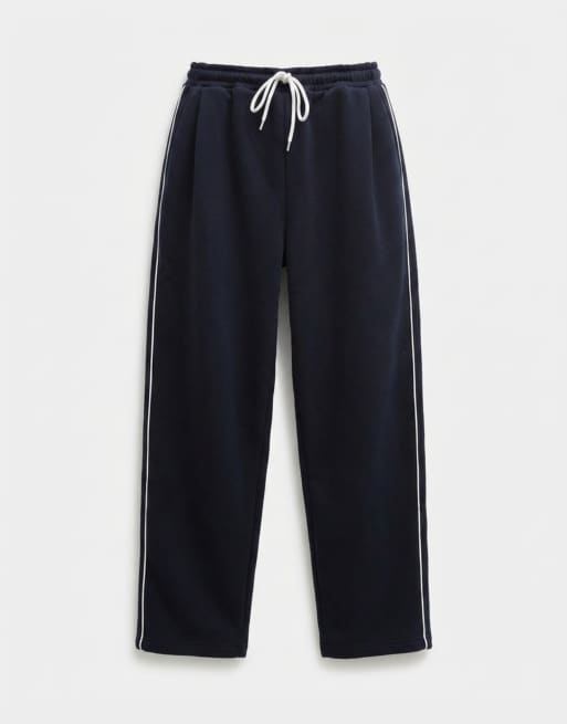 ASOS DESIGN – Superweite Jogginghose in Marineblau mit seitlicher Paspelierung, Kombiteil, 6 von 7