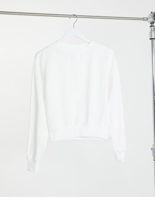 ASOS DESIGN - Superzacht cropped sweatshirt met vleermuismouwen in wit