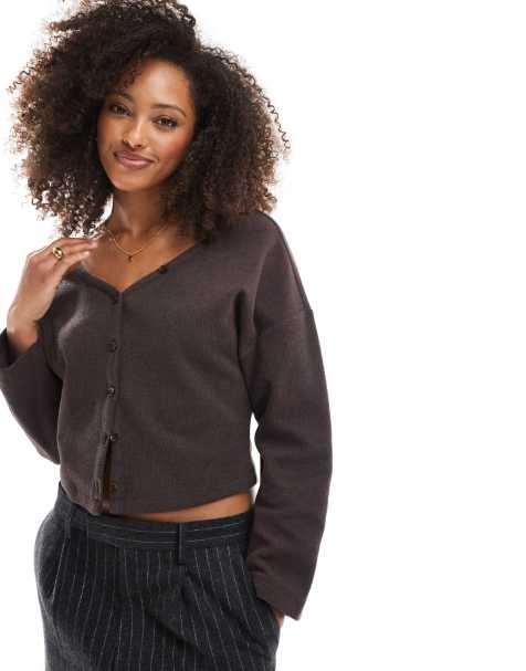 ASOS DESIGN - Superzacht geborsteld vest met wijde mouwen en knopen in chocoladebruin - view 1