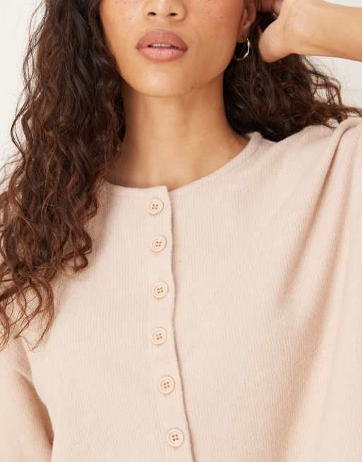 ASOS DESIGN - Superzacht recht T-shirt met knoopsluiting in lichtbeige, 3 van 4