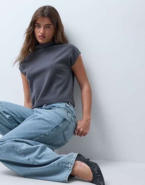ASOS DESIGN superzachte boxy crop top in antracietgrijs - view 1