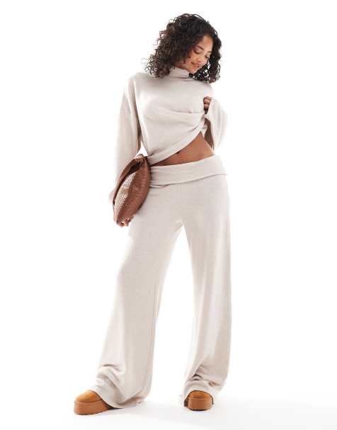 ASOS DESIGN - Superzachte broek met omslag en plooien in lichtbeige - view 1