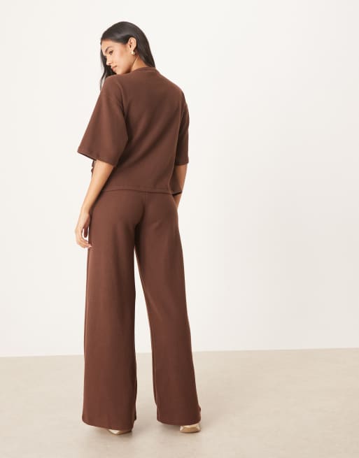ASOS DESIGN - Superzachte broek met wijde pijpen in chocoladebruin, deel van co-ord set, 5 van 5