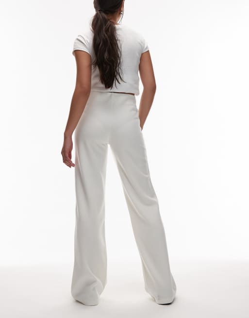 ASOS DESIGN - Superzachte broek met wijde pijpen in crème, 3 van 5