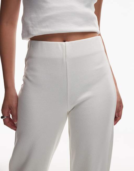 ASOS DESIGN - Superzachte broek met wijde pijpen in crème, 4 van 5