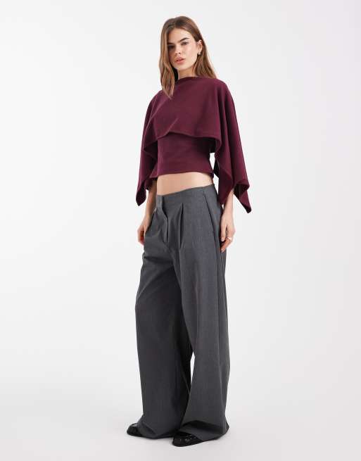 ASOS DESIGN - Superzachte cape-top met ongelijke zoom in paars, 2 van 4