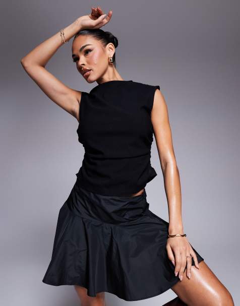 ASOS DESIGN - Superzachte geborstelde hoogsluitende aangerimpelde top in gemêleerd grijs - view 1
