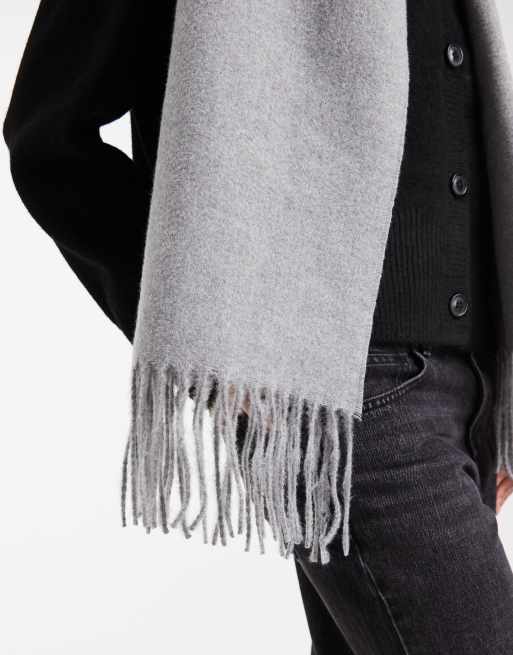 ASOS DESIGN - Superzachte geweven sjaal met kwastjes in gemêleerd grijs, 3 van 3