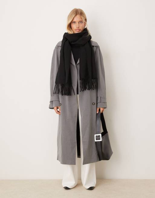 ASOS DESIGN - Superzachte geweven sjaal met kwastjes in zwart, 2 van 3