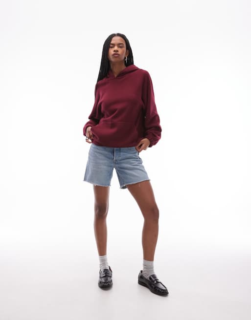 ASOS DESIGN - Superzachte oversized hoodie met raglanmouwen in donker kersenrood, 3 van 4