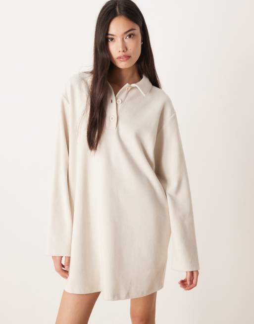 ASOS DESIGN - Superzachte rugbyjurk in crème, 4 van 4