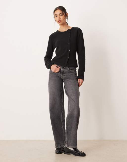 ASOS DESIGN - Superzachte top met asymmetrische knoopsluiting in zwart, 2 van 4