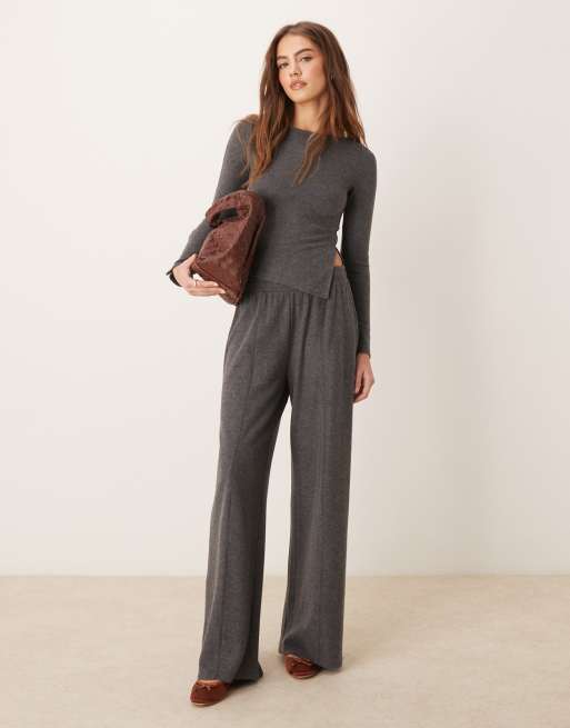 ASOS DESIGN - Superzachte top met rechte hals en mouwen met drukknopen in gemêleerd grijs, 3 van 4