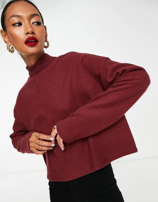 ASOS DESIGN - Superzachte trui met hoge hals in wijnrood