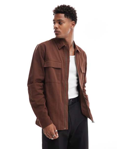 ASOS DESIGN - Surchemise à fermeture éclair - Marron - view 1