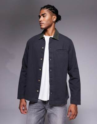 ASOS DESIGN - Surchemise avec col contrastant - Noir