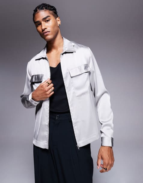 ASOS DESIGN - Surchemise coupe carrée à poches plaquées et zip - Gris - view 1