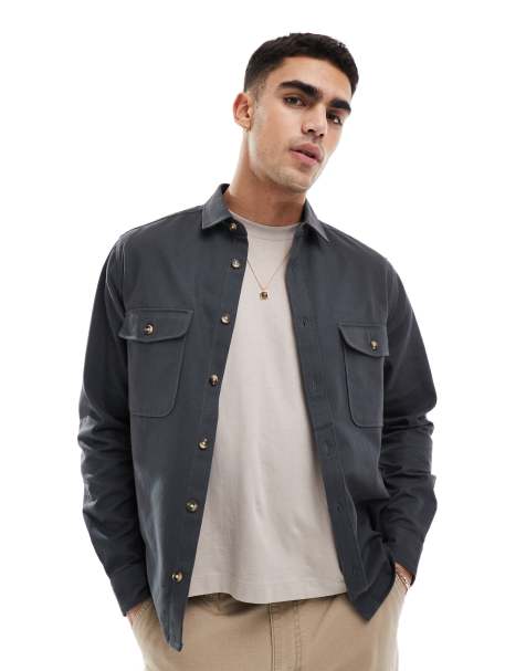 ASOS DESIGN - Surchemise coupe carrée - Gris foncé - view 1